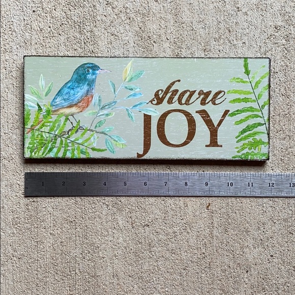 Share Joy Plaque Picture Blue Bird Leaves Rectangle Hanging Wall Art - Picture 3 of 4